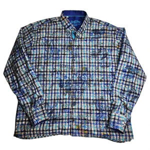 Lansky Bros Paisley Floral Leaves Shirt‎ Long Sleeve Button Up Men's Size XXL